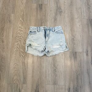 A&F Distressed Light Blue Denim Shorts